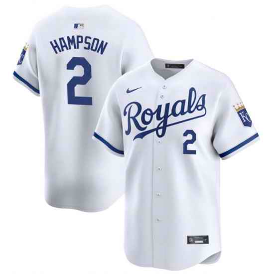 Men Kansas City Royals 2 Garrett Hampson White 2024 Home Limited Cool Base Stitched Baseball Jersey