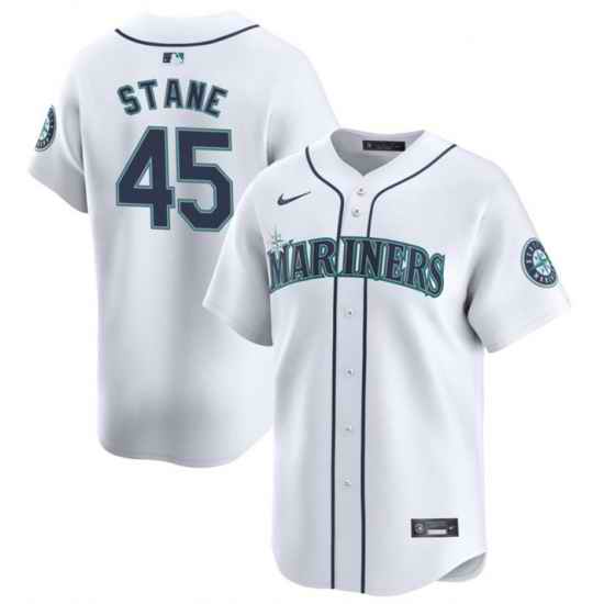 Men Seattle Mariners 45 Ryne Stanek White Home Limited Stitched Jersey
