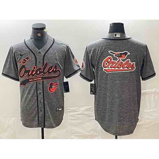 Men Baltimore Orioles Gray Team Big Logo Cool Base Stitched Jersey 7