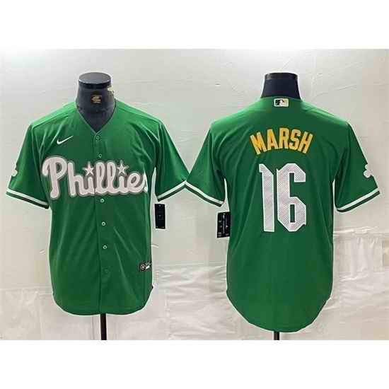Men Philadelphia Phillies 16 Brandon Marsh Green 2024 City Connect Stitched Jersey
