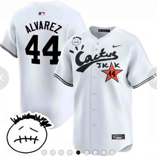 Men Houston Astros 44 Yordan Alvarez White Cactus Jack Vapor Premier Limited Stitched White Baseball Jersey