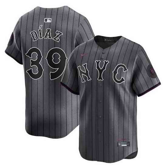 Men New York Mets 39 Edwin D EDaz Graphite 2024 City Connect Limited Stitched Baseball Jersey