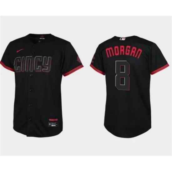 Youth Cincinnati Reds 8 Joe Morgan Black 2023 City Connect Stitched Baseball Jersey