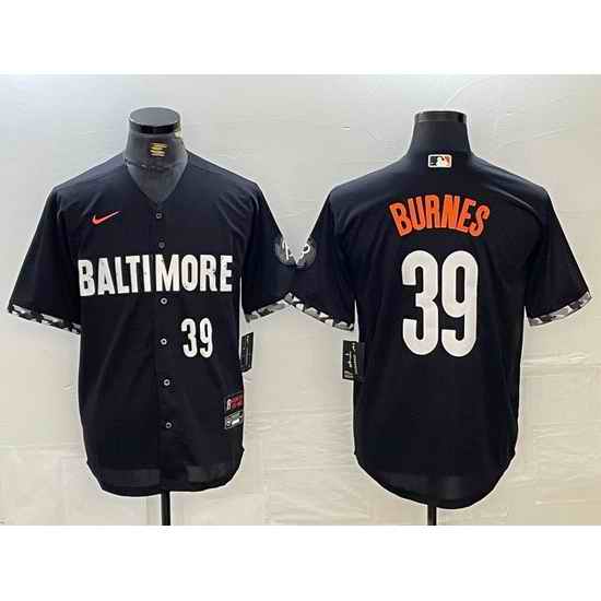 Men Baltimore Orioles 39 Corbin Burnes Black 2023 City Connect Cool Base Stitched Baseball Jersey 1