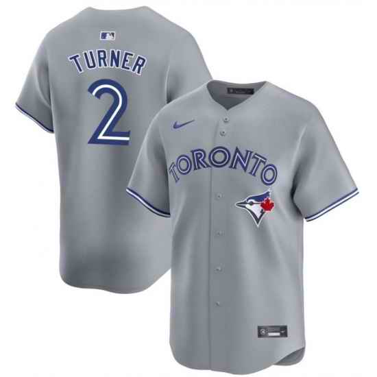 Men Toronto Blue Jays 2 Justin Turner Grey Away Limited Stitched Jersey