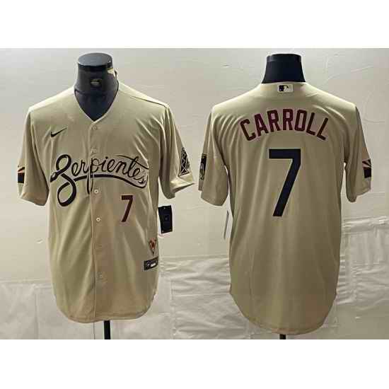 Men MLB Diamondbacks 7 Corbin Carroll Cream City Nike Cool Base Men Jersey
