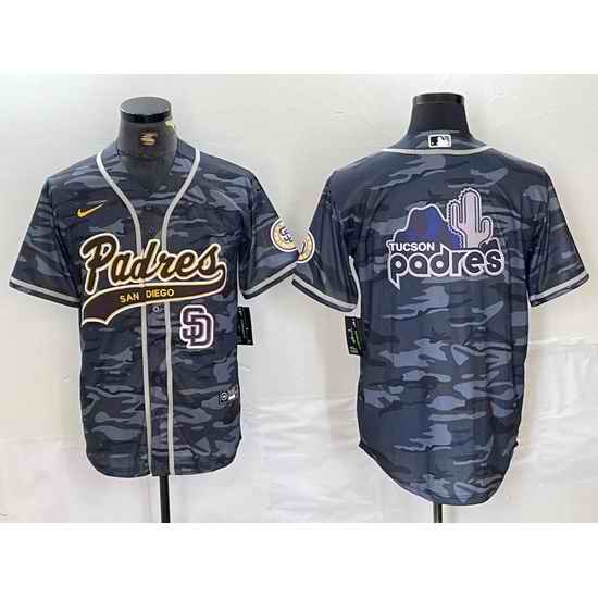 Men San Diego Padres Blank Gray Camo Cool Base Stitched Baseball Jersey 4