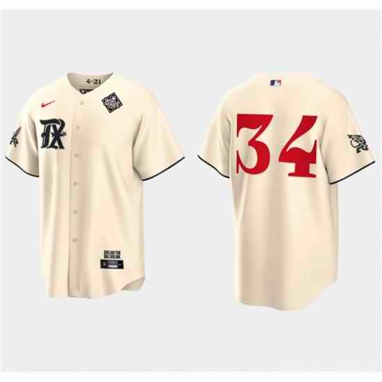 Men Texas Rangers 34 Nolan Ryan Cream 2023 World Series City Connect Stitched Baseball Jersey