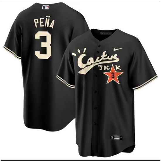 Men Houston Astros 3 Jeremy Pena Black Cactus Jack Vapor Premier Limited Stitched Baseball Jersey