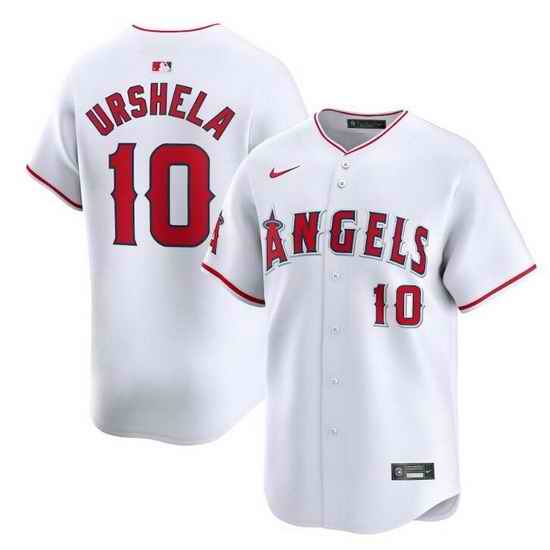 Men Los Angeles Angels 10 Gio Urshela White Home Limited Stitched Baseball Jersey