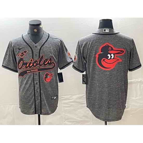 Men Baltimore Orioles Gray Team Big Logo Cool Base Stitched Jersey 5