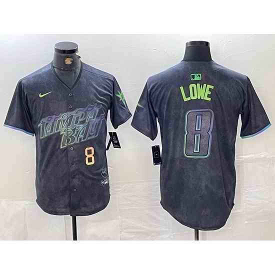 Men Tampa Bay Rays 8 Brandon Lowe Charcoal 2024 City Connect Limited Stitched jerseys 2