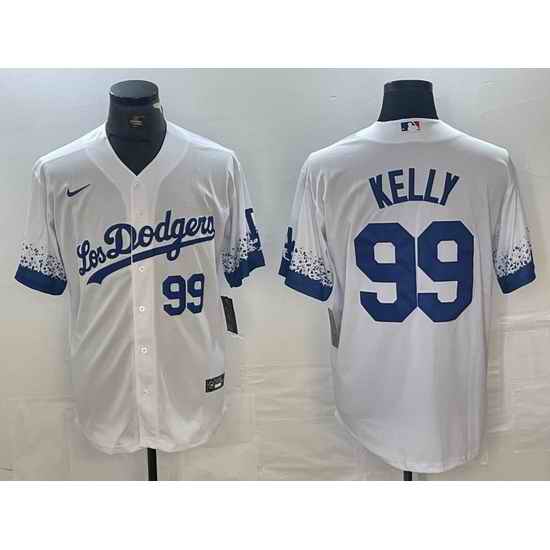 Men Los Angeles Dodgers 99 Joe Kelly White City Connect Cool Base Stitched Baseball Jersey