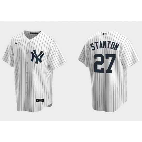 Youth New York Yankees 27 Giancarlo Stanton White Cool Base Stitched Baseball Jersey