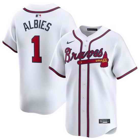 Men Atlanta Braves 1 Ozzie Albies White 2024 Home Limited Stitched Baseball Jersey