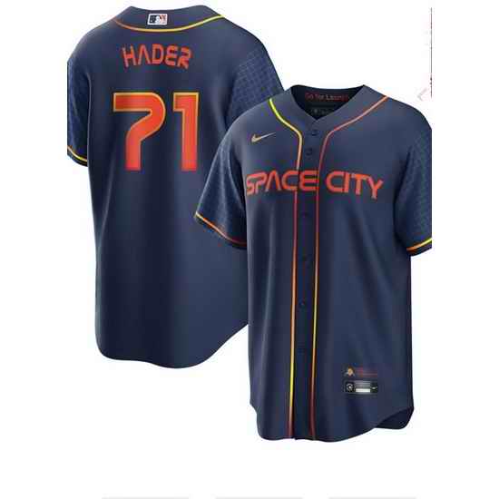 Men Houston Astros 71 Josh Hader 2022 Navy Blue City Connect Cool Base Stitched Jersey