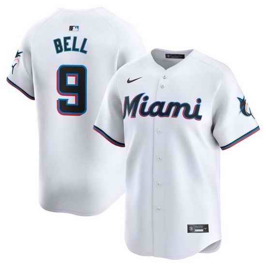 Men Miami Marlins 9 Josh Bell White 2024 Home Limited Stitched Baseball Jersey