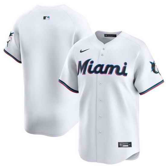 Men Miami Marlins Blank White 2024 Home Limited Stitched Baseball Jersey