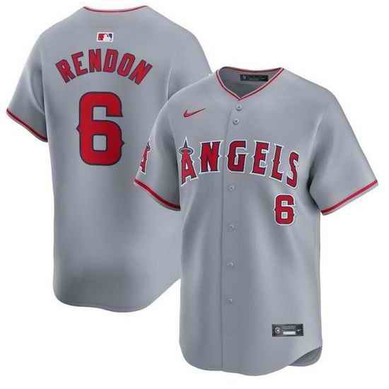 Men Los Angeles Angels 6 Anthony Rendon Grey Away Limited Stitched Baseball Jersey