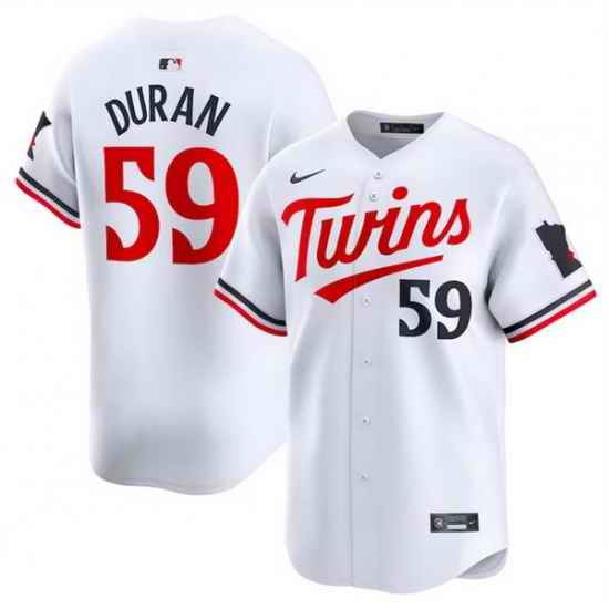 Men Minnesota Twins 59 Jhoan Duran White 2024 Home Limited Cool Base Stitched Baseball Jersey