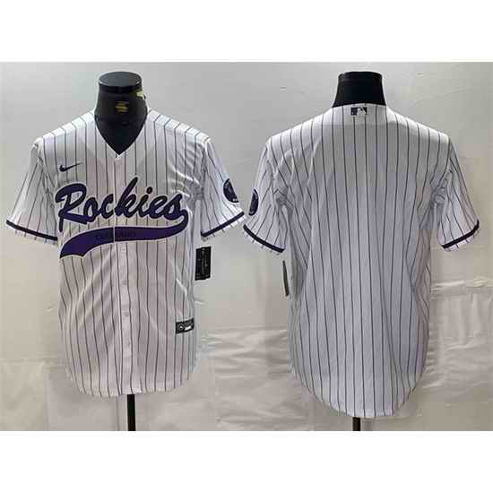Men Colorado Rockies Blank White Cool Base Stitched Baseball Jersey