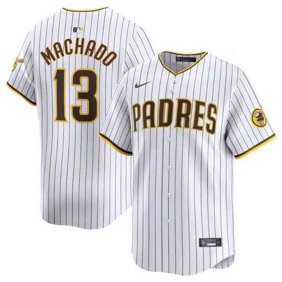 Men San Diego Padres 13 Manny Machado White 2024 Home Limited Stitched Baseball Jersey