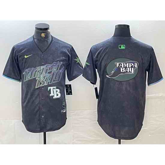 Men Tampa Bay Rays Team Big Logo Charcoal 2024 City Connect Limited Stitched Baseball JerseyS 3