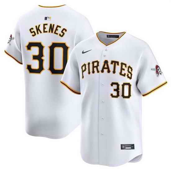 Men Pittsburgh Pirates 30 Paul Skenes White 2024 Home Limited Stitched Baseball Jersey