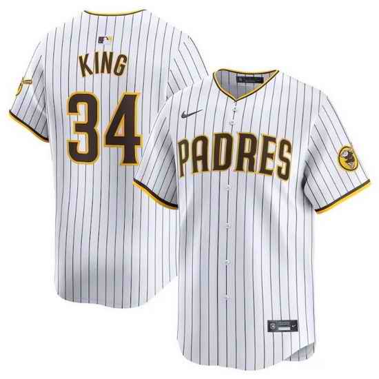 Men San Diego Padres 34 Michael King White 2024 Home Limited Stitched Baseball Jersey