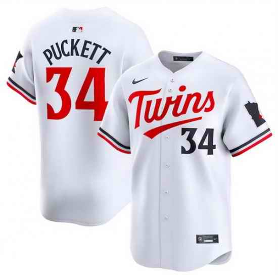 Men Minnesota Twins 34 Kirby Puckett White 2024 Home Limited Cool Base Stitched Baseball Jersey