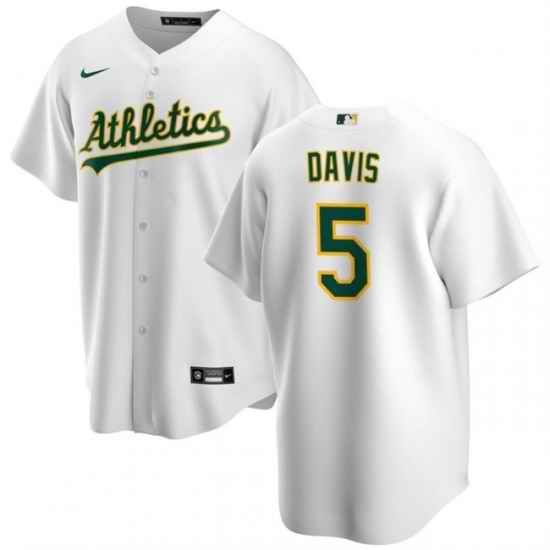 Men Oakland Athletics 5 J D  Davis White Cool Base Stitched Jersey