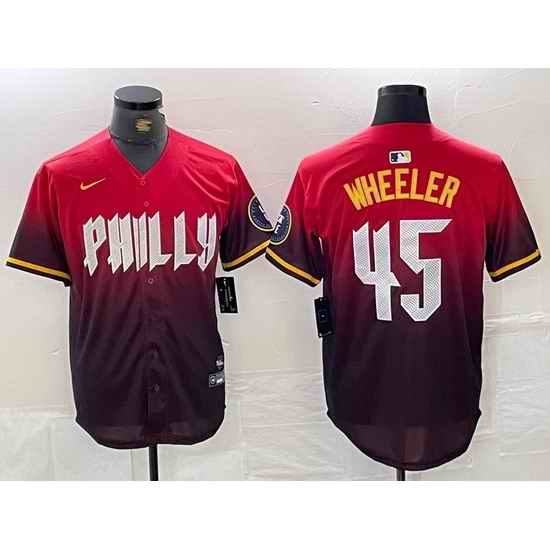 Men Philadelphia Phillies 45 Zack Wheeler Red 2024 City Connect Limited Stitched Jersey 1