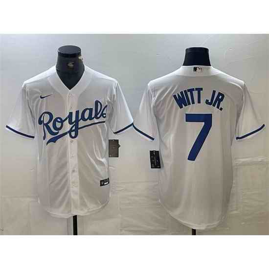 Men Kansas City Royals 7 Bobby Witt Jr  White Cool Base Stitched Baseball Jersey