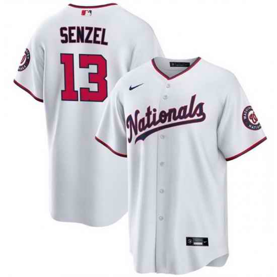 Men Washington Nationals 13 Nick Senzel White Cool Base Stitched Baseball Jersey