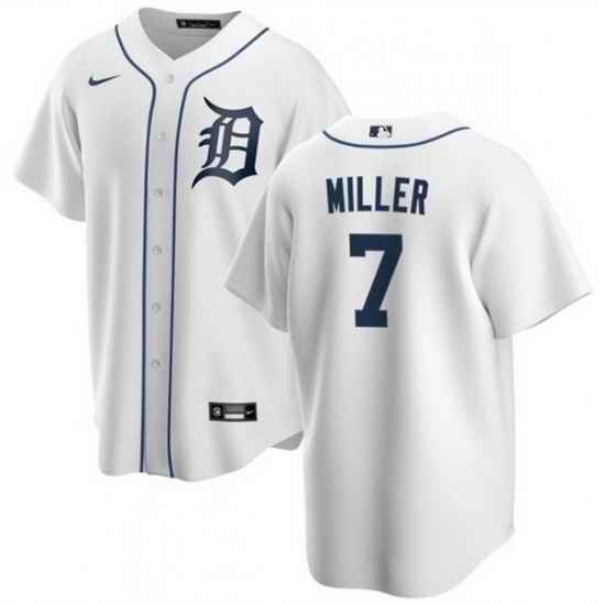 Men Detroit Tigers 7 Shelby Miller White Cool Base Stitched Baseball Jersey