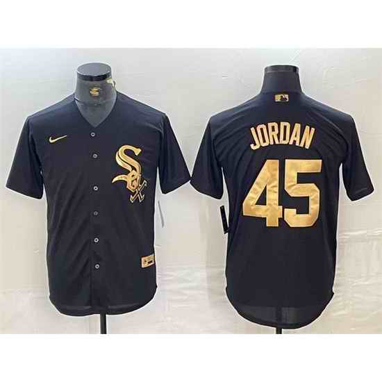 Men Chicago White Sox 45 Michael Jordan Black Cool Base Stitched Jersey