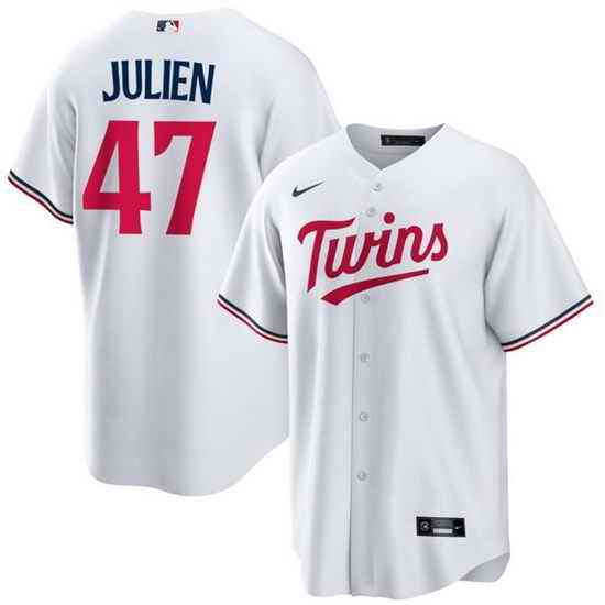 Men Minnesota Twins 47 Edouard Julien White Cool Base Stitched Baseball Jersey