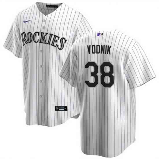 Men Colorado Rockies 38 Victor Vodnik White Cool Base Stitched Baseball Jersey