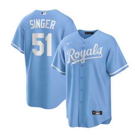 Men Kansas City Royals 51 Brady Singer Light Blue Stitched Baseball Jersey