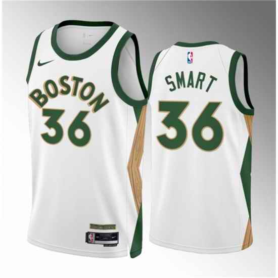 Men Boston Celtics 36 Marcus Smart White 2023 24 City Edition Stitched Basketball Jersey