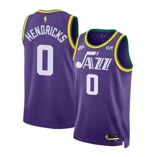 Men Utah Jazz 0 Taylor Hendricks Purple 2023 Classic Edition Stitched Basketball Jersey