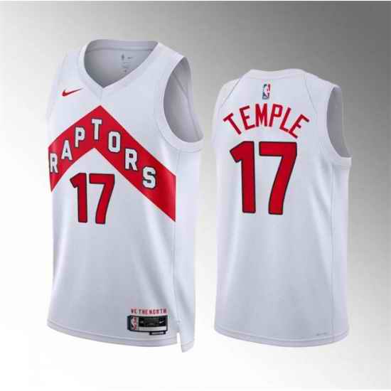 Men Toronto Raptors 17 Garrett Temple White Association Edition Stitched Basketball Jersey