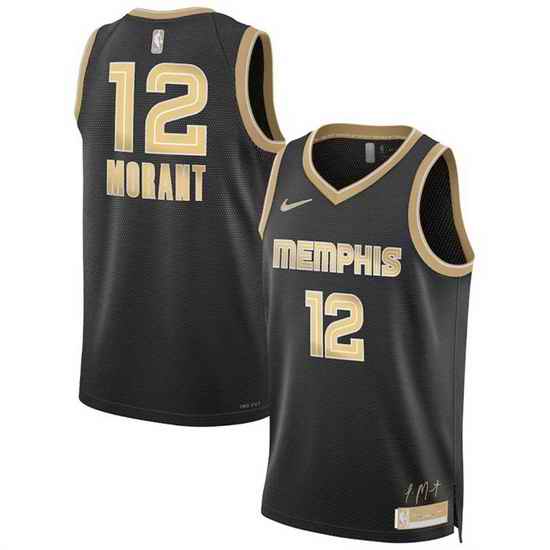 Men Memphis Grizzlies 12 Ja Morant Black 2024 Select Series Stitched Jersey