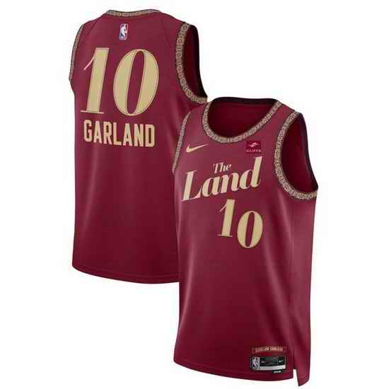 Men Cleveland Cavaliers 10 Darius Garland Wine 2023 24 City Edition Stitched Jersey