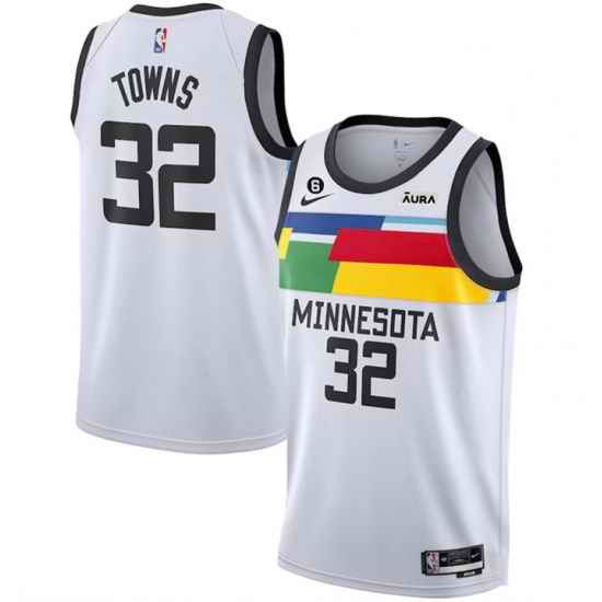 Men Minnesota Timberwolves 32 Karl Anthony Towns White 2022 23 City Edition Stitched Jersey