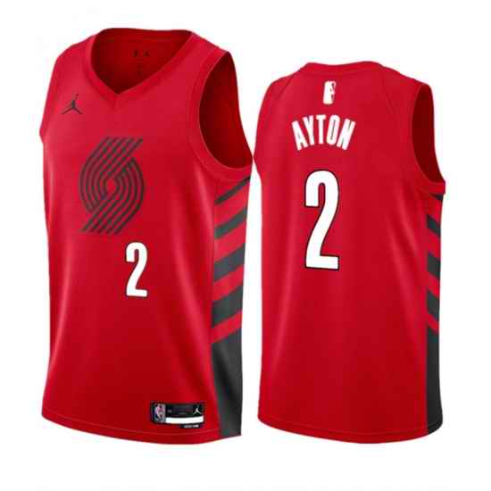 Men Portland Trail Blazers 2 Deandre Ayton Red 2023 Statement Edition Stitched Basketball Jersey