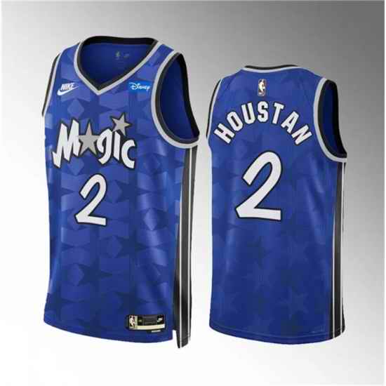 Men Orlando Magic 2 Caleb Houstan Blue 2023 24 Classic Edition Stitched Basketball Jersey