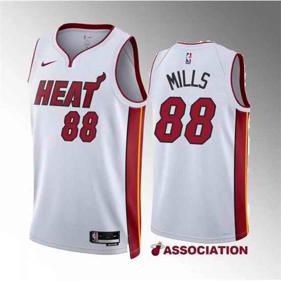 Men Miami Heat 88 Patrick Mills White Association Edition Stitched Basketball Jersey