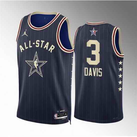 Men 2024 All Star 3 Anthony Davis Navy Stitched Basketball Jersey