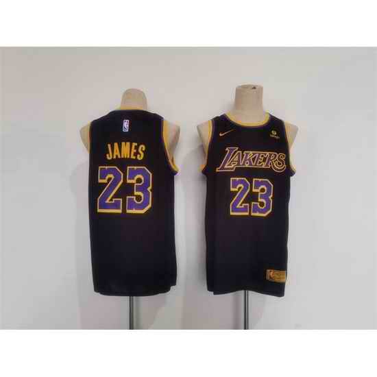 Men Los Angeles Lakers 23 LeBron James Black Stitched Basketball JerseyS